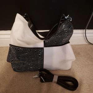 Beautiful black rhinestone and white crystale bag